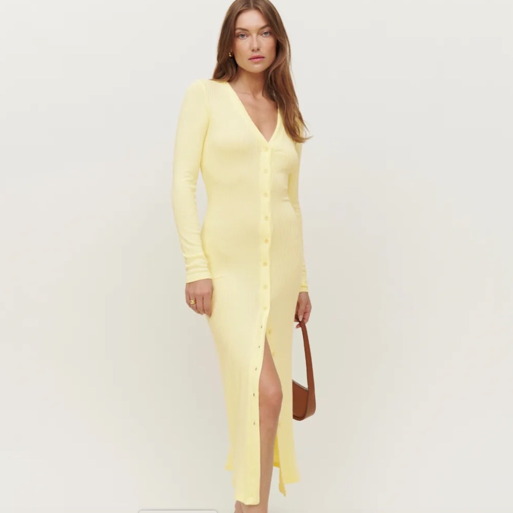 Yellow Reformation Ricky Knit Dress Zest - Size M